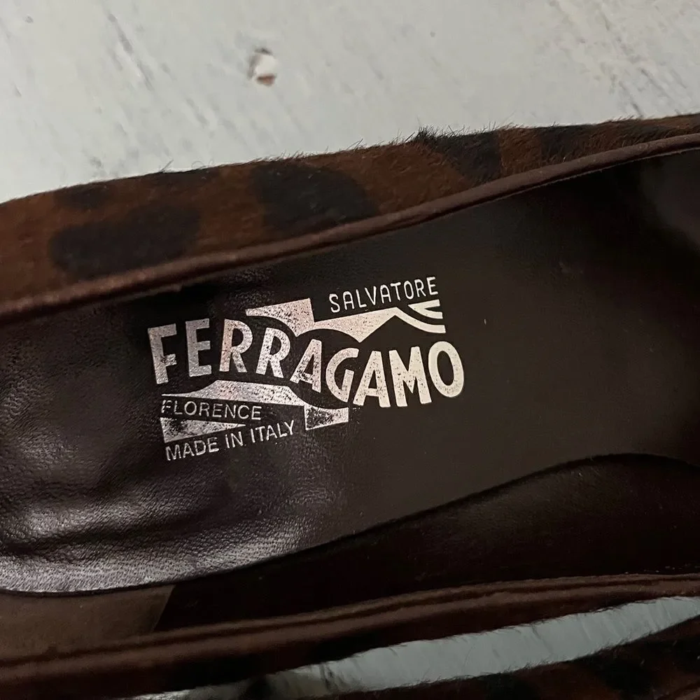 Salvatore Ferragamo Calf Hair Leopard Heels | Size 9
